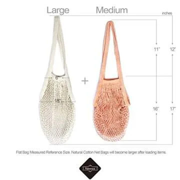 Tidawave Net Shopping Bag Cotton Market String Reusable Net Shopping Tote with Long Handles Washable Mesh Fruit Vegetable Pack of 2 (Natural + Macaron) by Tidawave