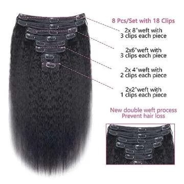 Mihugass Clip in Hair Extensions Real Human Hair Clip ins Double Weft Kinky Straight Clip ins for Wo...