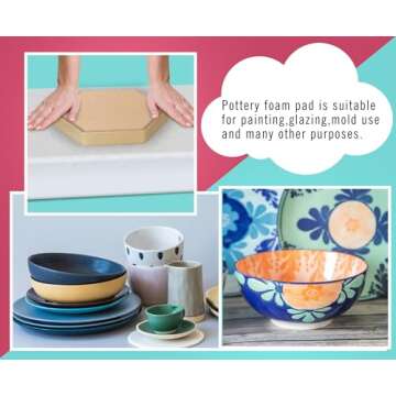 DAFENCHI Pottery Foam Pad for Form Pressing, 15.7" Square Pottery Foam Mat, Pottery Foam Table Runner, Large Sponge for Pottery Molds Pressing Painting Glazing, Pottery Tools