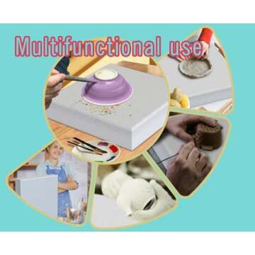 DAFENCHI Pottery Foam Pad for Form Pressing, 15.7" Square Pottery Foam Mat, Pottery Foam Table Runner, Large Sponge for Pottery Molds Pressing Painting Glazing, Pottery Tools