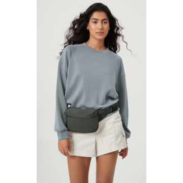 ODODOS 2L Belt Bag for Women Men, Crossbody Fanny Packs with Adjustable Strap Waist Pouch for Workout Hiking Running Travel, Charcoal