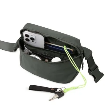 ODODOS 2L Belt Bag for Women Men, Crossbody Fanny Packs with Adjustable Strap Waist Pouch for Workout Hiking Running Travel, Charcoal