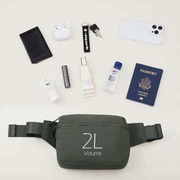 ODODOS 2L Belt Bag for Women Men, Crossbody Fanny Packs with Adjustable Strap Waist Pouch for Workout Hiking Running Travel, Charcoal