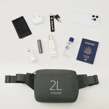 ODODOS 2L Belt Bag for Women Men, Crossbody Fanny Packs with Adjustable Strap Waist Pouch for Workout Hiking Running Travel, Charcoal