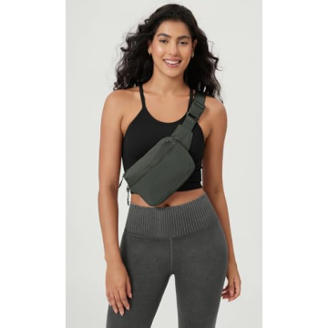 ODODOS 2L Belt Bag for Women Men, Crossbody Fanny Packs with Adjustable Strap Waist Pouch for Workout Hiking Running Travel, Charcoal