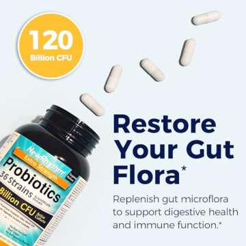 NewRhythm Probiotics 120 Billion CFU 36 Strains, 3-in-1 Probiotics for Digestive Health & Immune Sup...