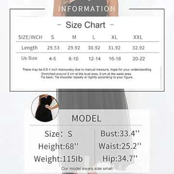 Womens Tulle Skirt A Line Pleated Midi Elastic Waist Mesh Flowy Chiffon Fairy Maxi Party Skirts Black