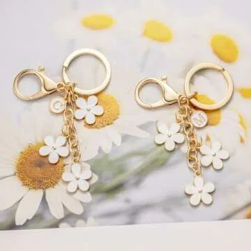 SELOVO Purse Charms for Handbags Flower Letter S Initial Keychain