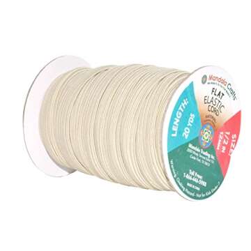 Mandala Crafts Cream Elastic Bands 1/2 Flat Elastic Cord Stretch Strap - 12mm 20 Yds Roll of Elastic...