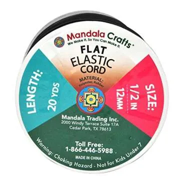 Mandala Crafts Cream Elastic Bands 1/2 Flat Elastic Cord Stretch Strap - 12mm 20 Yds Roll of Elastic Straps Braided Elastic Band - 1 2 Inch Elastics for Sewing and Elastic Crafting