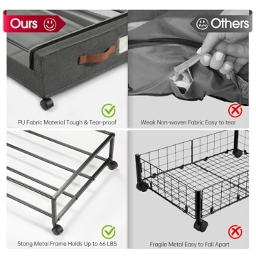 Yecaye 2Pack Under Bed Storage Containers with Wheels