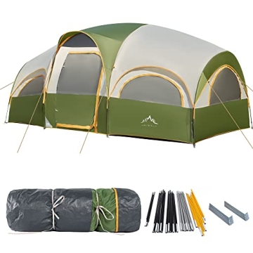 GoHimal 8 Person Tent for Camping, Waterproof Windproof Family Tent with Rainfly, Divided Curtain De...