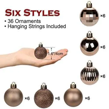 1.57" Brown Christmas Ornaments for Christmas Tree 36 Pcs Mini Shatterproof Balls Christmas Tree Decorations Small Xmas Ornaments Balls with Hanging Loop for Wedding Holiday Party Wreath Home Decor