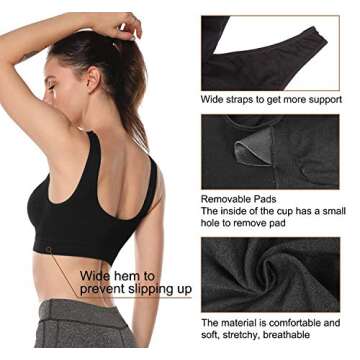 Onory 3 Pack Sports Bras for Women Wirefree Padded Workout Yoga Gym Fitness Bra Medium Support