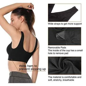 Onory 3 Pack Sports Bras for Women Wirefree Padded Workout Yoga Gym Fitness Bra Medium Support