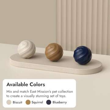 East Mission Single, Aesthetic Fetch & Play Dog Ball Toy with Beef Flavor and Squeaker, Natural Rubber/Latex, Medium Sized (2.5”) Neutral Colors (Beige)