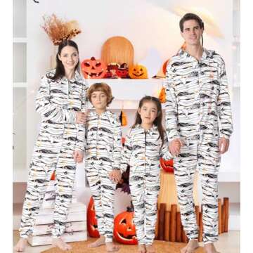 YEAXLUD Family Matching Halloween Pajamas Adult Onesie Mummy Costumes Woman Kids Couples Men Pjs Wom...