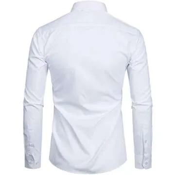 ZEROYAA Men's Long Sleeve Dress Shirt Solid Slim Fit Casual Business Formal Button Up Shirts with Po...