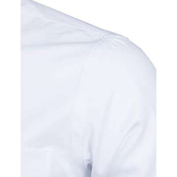 ZEROYAA Men's Long Sleeve Dress Shirt Solid Slim Fit Casual Business Formal Button Up Shirts with Pocket ZSSCL01 White XX-Large
