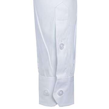 ZEROYAA Men's Long Sleeve Dress Shirt Solid Slim Fit Casual Business Formal Button Up Shirts with Pocket ZSSCL01 White XX-Large