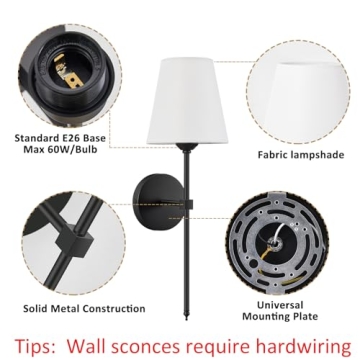KUAUGST Elegant Wall Sconces Set of 2 for Any Room