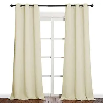 NICETOWN Room Darkening Curtain Panels - Soft Beige Privacy Drapes, 90" Long (2 Panels, 42" Width)