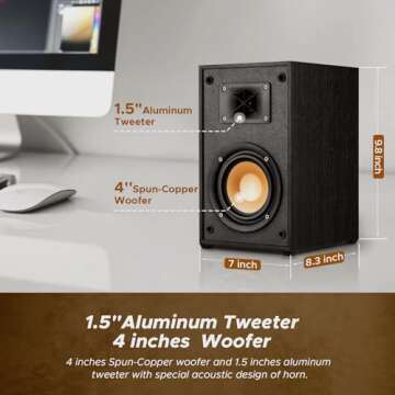 Starfavor Passive Bookshelf Speakers,2 Way Home Stereo Speakers,Passive Speakers Pair for Desktop St...