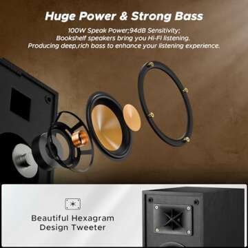 Starfavor Passive Bookshelf Speakers,2 Way Home Stereo Speakers,Passive Speakers Pair for Desktop Stereo or Home Theater Surround Sound,Boost Bass,4-inch woofer and 1.5" Aluminum Tweeter