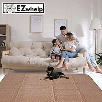 EZwhelp Reusable Dog Pee Pads - Waterproof Training Pads for Dogs - Washable & Sanitary - Rounded Corners - Laminated, Lightweight, Durable - Pet Essentials for Puppy Training and Whelping - 72" x 72"