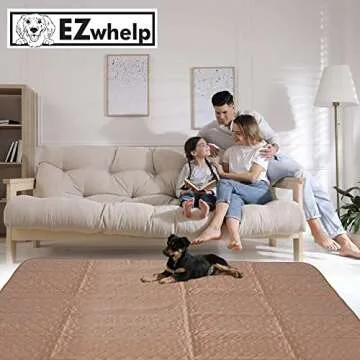 EZwhelp Reusable Dog Pee Pads - Waterproof Training Pads for Dogs - Washable & Sanitary - Rounded Corners - Laminated, Lightweight, Durable - Pet Essentials for Puppy Training and Whelping - 72" x 72"
