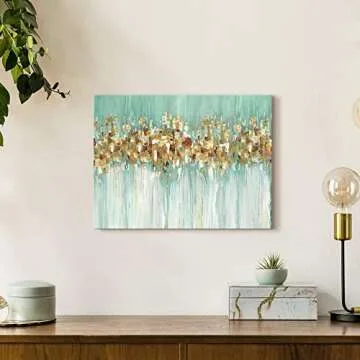 WALLSUP Abstract Green Art Canvas - Modern Wall Decor