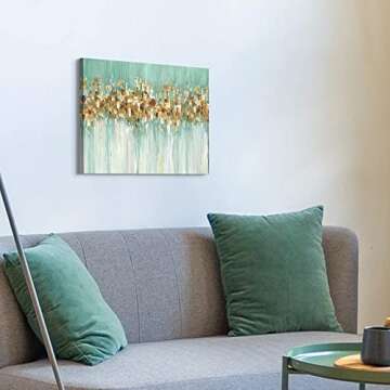 WALLSUP Abstract Green Art Canvas - Modern Wall Decor