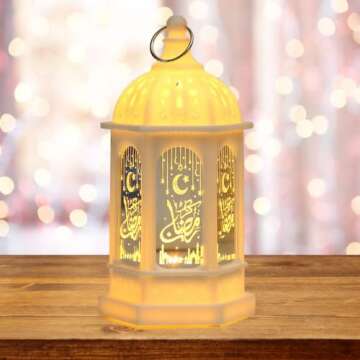 QianZhou-Uk 5.5" Ramadan Lanterns - Elegant Eid Mubarak Decorations for Home and Table