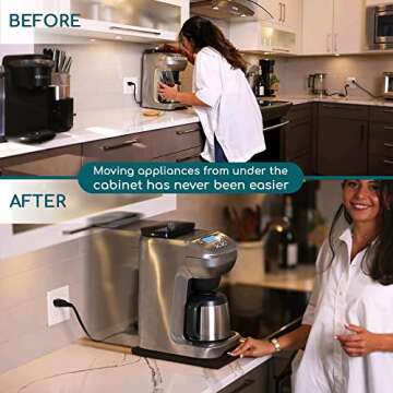 Ibyx Elegant Sliding Tray for Your Coffee Maker & Heavy Kitchen Appliances - Sturdy, Slides Easily from Under The Cabinet (Black, 16" W x 13" D)