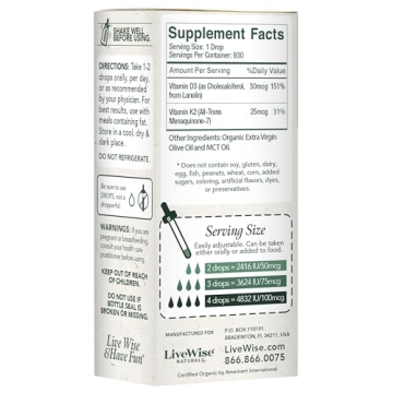 Vitamin D3 with K2 Liquid Drops for Health Support