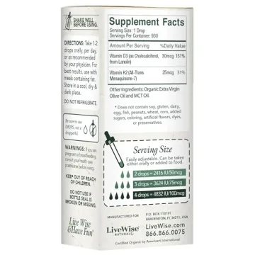 Vitamin D3 with K2 Liquid Drops for Health Support