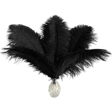 Piokio 40 pcs Black Ostrich Feathers Plumes 12-14 inch Bulk for Wedding Party Decorations and DIY Cr...