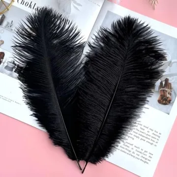 Piokio 40 pcs Black Ostrich Feathers for Elegant Decor