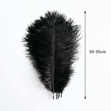 Piokio 40 pcs Black Ostrich Feathers for Elegant Decor