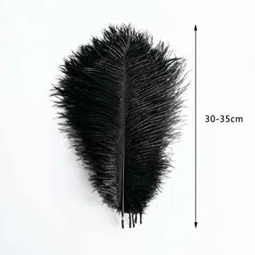 Piokio 40 pcs Black Ostrich Feathers for Elegant Decor