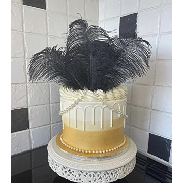 Piokio 40 pcs Black Ostrich Feathers for Elegant Decor
