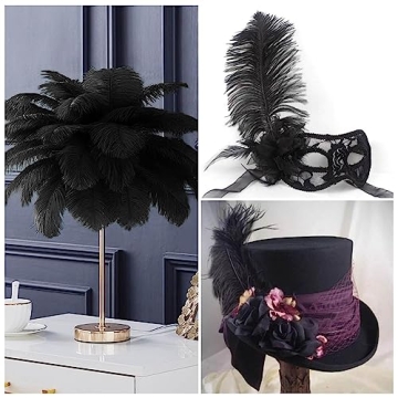 Piokio 40 pcs Black Ostrich Feathers for Elegant Decor