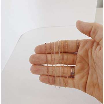 Gold Three Layered Satellite Plain Chain Choker Necklace,Dainty Handmade Boho 14K Gold Plated Cute Tiny Beaded Link Chain Choker Necklace 3 Layered Delicate Simple Minimalist Choker Necklace for Women