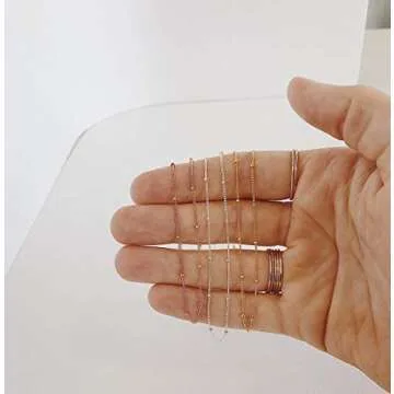 Gold Three Layered Satellite Plain Chain Choker Necklace,Dainty Handmade Boho 14K Gold Plated Cute Tiny Beaded Link Chain Choker Necklace 3 Layered Delicate Simple Minimalist Choker Necklace for Women