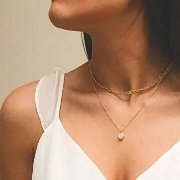 Gold Three Layered Satellite Plain Chain Choker Necklace,Dainty Handmade Boho 14K Gold Plated Cute Tiny Beaded Link Chain Choker Necklace 3 Layered Delicate Simple Minimalist Choker Necklace for Women