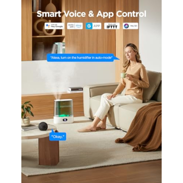 GoveeLife Smart Humidifiers for Bedroom, 6L Cool Mist Top Fill for Large Room, Humidity Sensor, Auto Mode, Schedule, 60H Quiet Runtime, WiFi Humidifier Essence Diffuser for Baby Plant, Work with Alexa