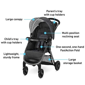 Graco FastAction SE Travel System Foldable Stroller Car Seat