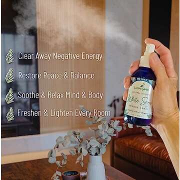 White Sage Smudge Spray for Energy Clearing & Purification - A Clean, Safe Alternative to Burning Sage - 100% Pure Salvia Apiana - Crystal Infused - 4 oz.