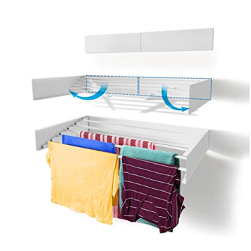 Step Up 28-INCH White Wall Mounted Laundry Drying Rack - Space-Saving & Stylish