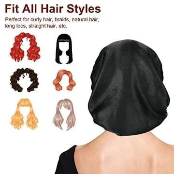 Atudew Satin Bonnet, 2PCS Silk Bonnet, Hair Bonnet for Black Women for Curly Hair Sleeping, Silk Sleeping Cap, Satin Sleep Cap, Satin Night Cap, Hair Cap for Sleeping, Sleep Bonnet, Black & Pink